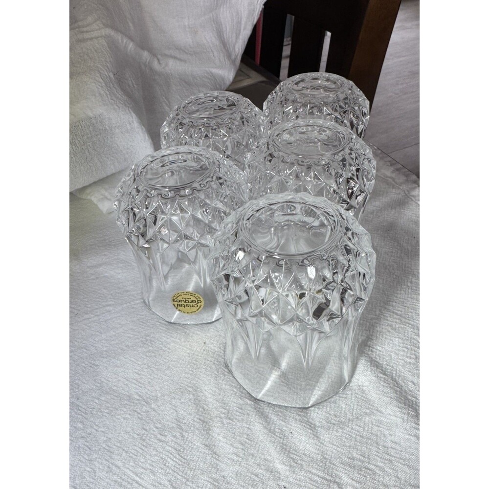 Set of 5 Cristal d'Arques France Longchamp 24% Lead Crystal Rocks Glasses 3.5"